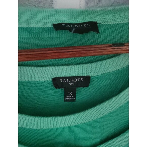 Talbots Charming Cardigan Set Sz 1X Green Classic Layered Casual Workwear Preppy - Picture 6 of 7